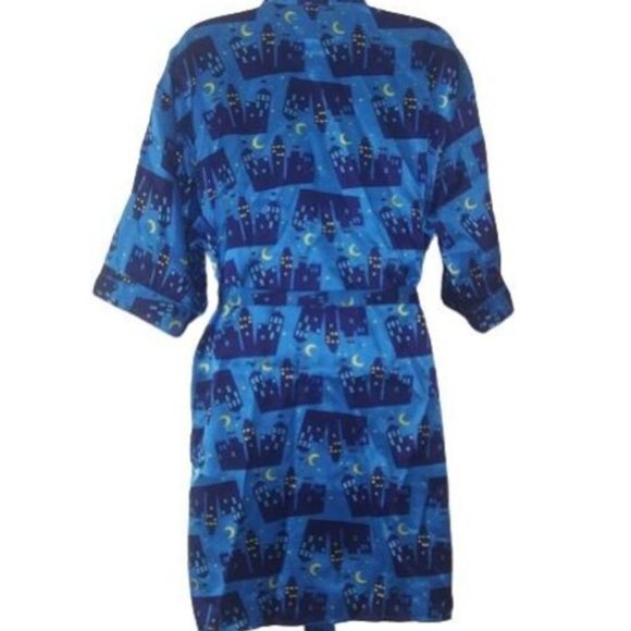 Vintage Miss Fifi Cityscape at Night Graphic Satin Robe - Picture 4 of 6